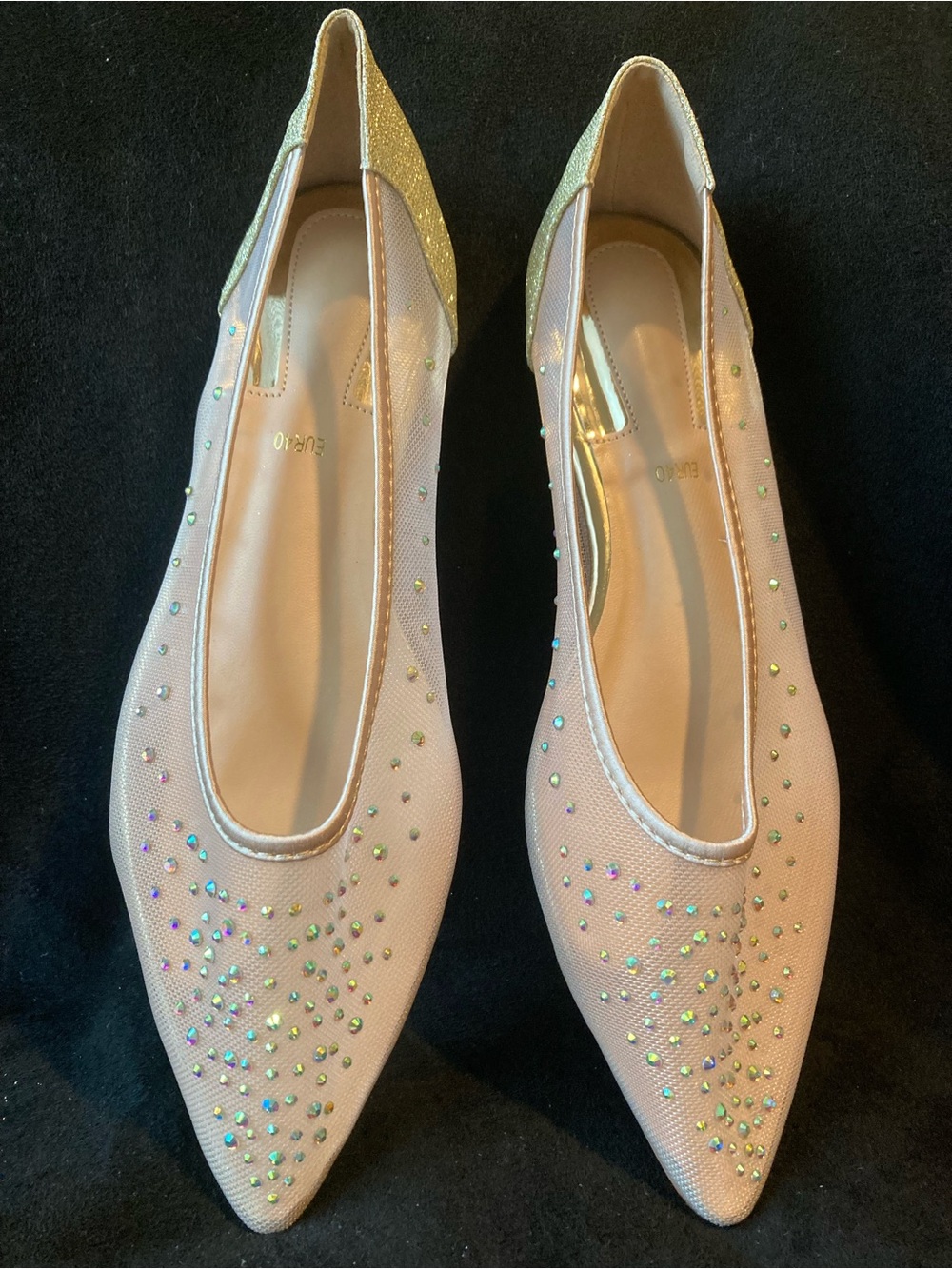 Women's Sheer Embellished Pointed Flats